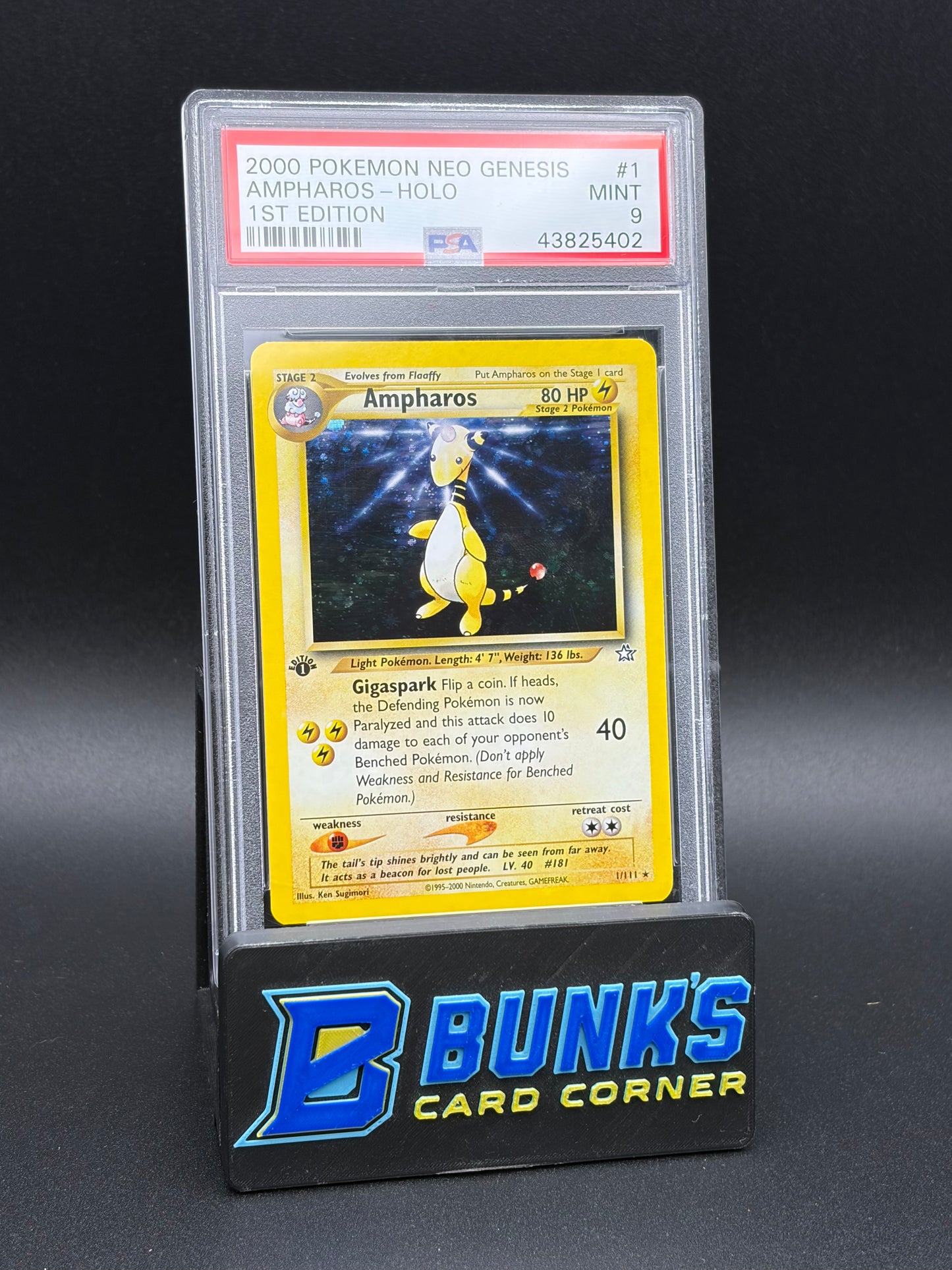 Ampharos Holo 1st Edition PSA 9