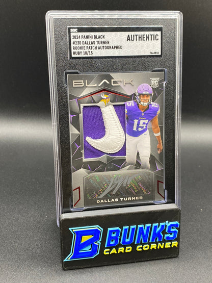 2024 Dallas Turner Rookie Patch Auto. Ruby 10/15 SGC Authentic