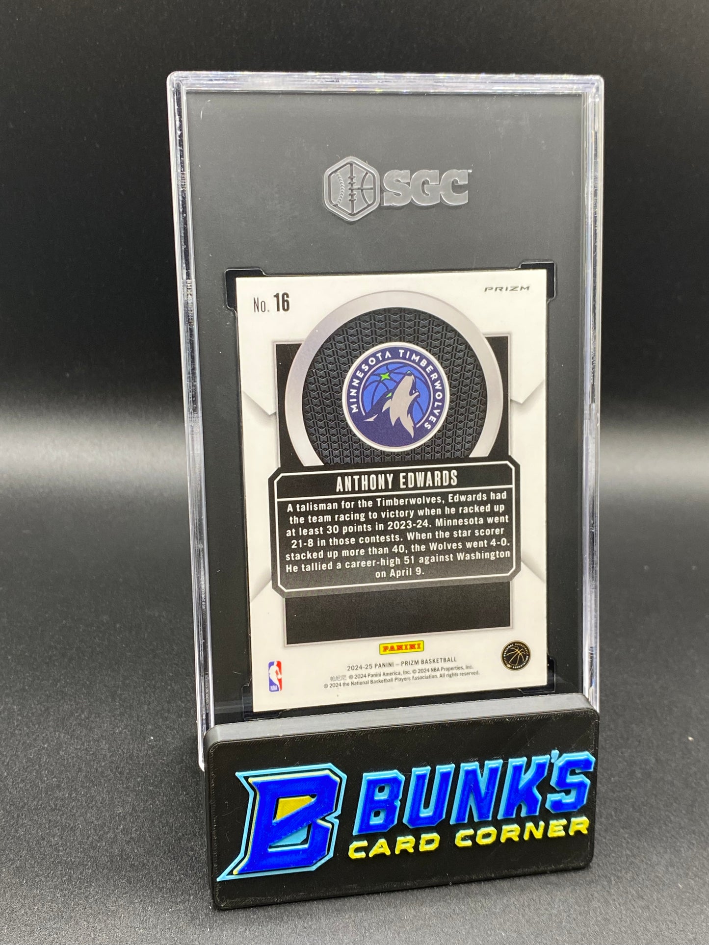 2024-25 Anthony Edwards Talismen Silver Prizm SGC 9
