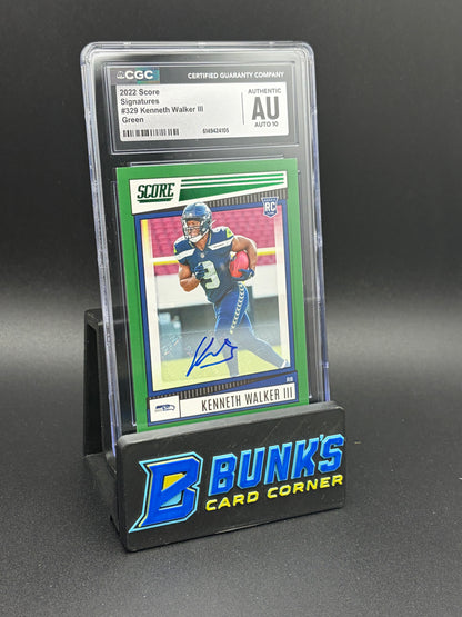 2022 Kenneth Walker III Green Signatures CGC AU Auto 10 RC