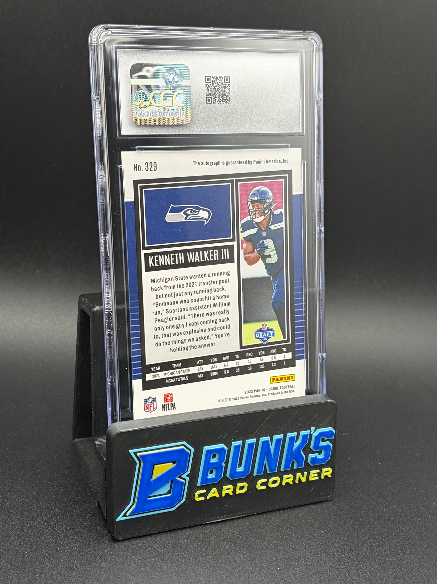 2022 Kenneth Walker III Green Signatures CGC AU Auto 10 RC