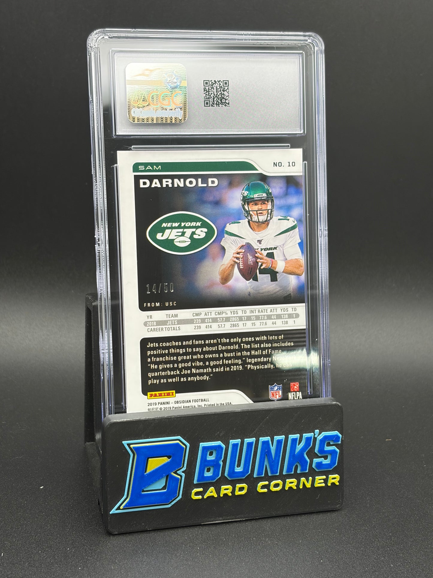 2019 Sam Darnold Electric Etch Orange Obsidian CGC 10 14/50