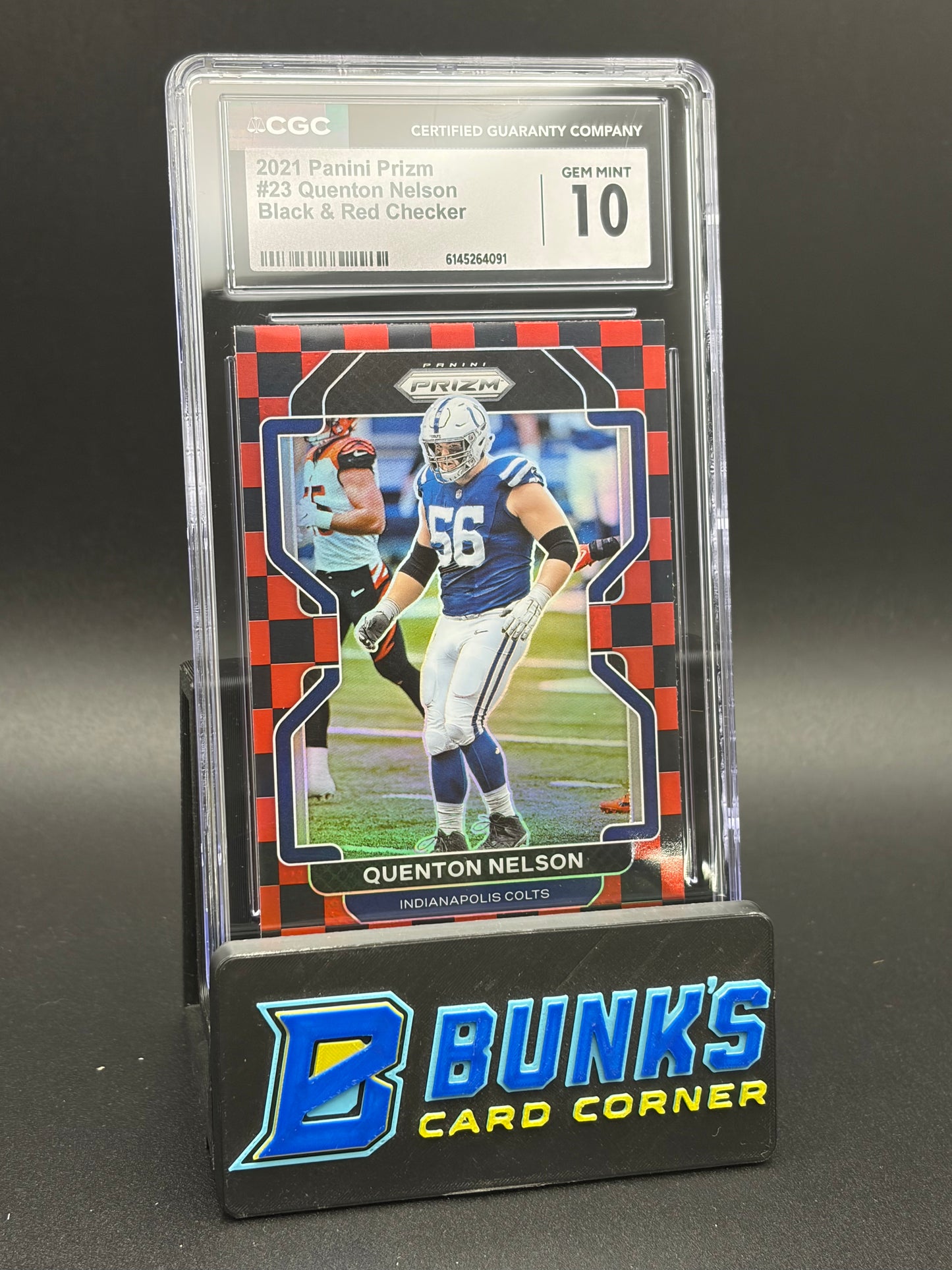 2021 Quenton Nelson Black & Red Checker Prizm CGC 10