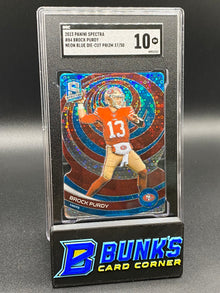 2023 Brock Purdy Neon Blue Die-Cut Prizm SGC 10