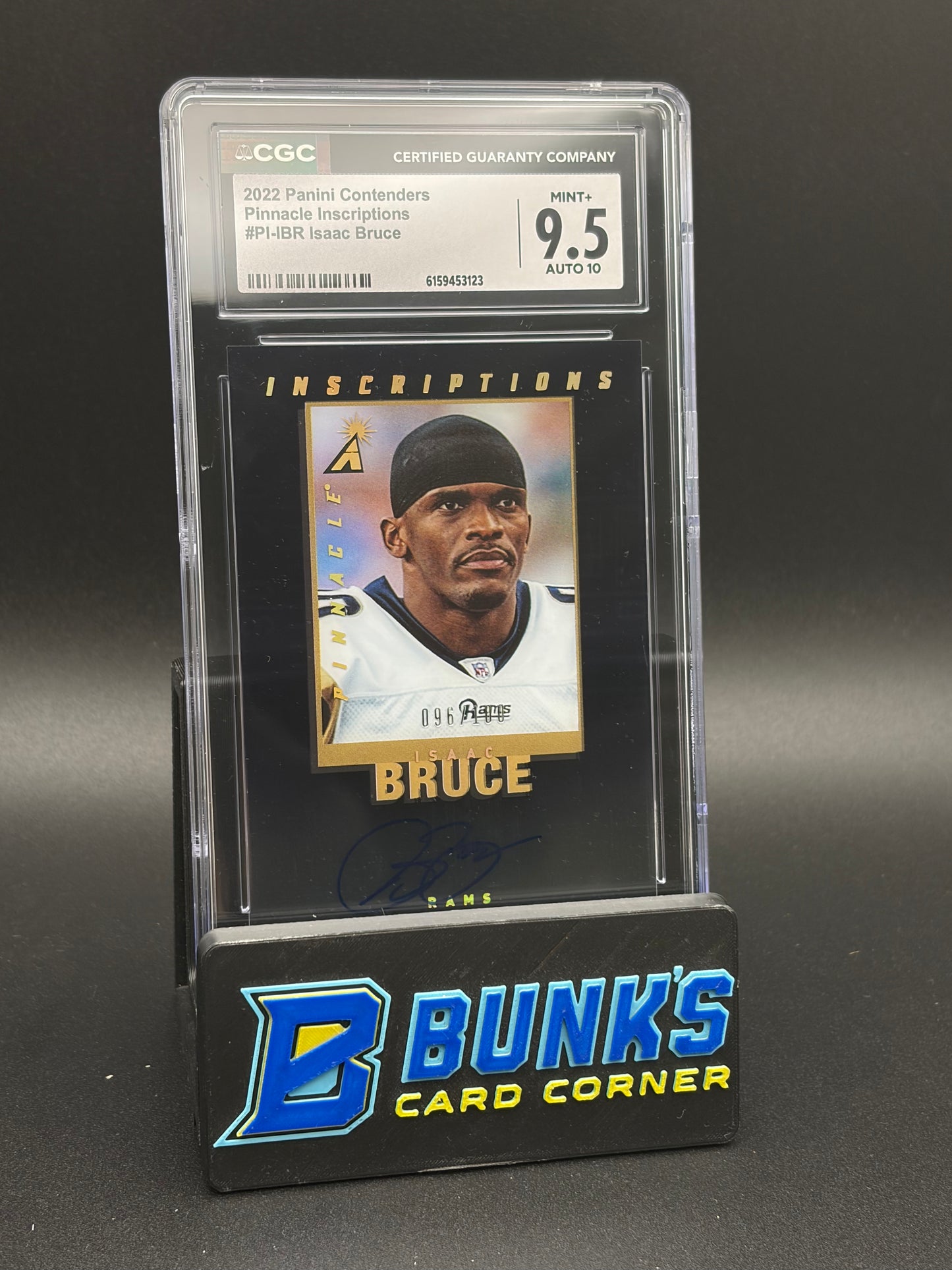 2022 Isaac Bruce Pinnacle Inscriptions Contenders CGC 9.5 Auto 10