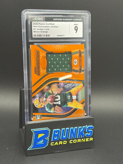 2020 Jordan Love Mirror Orange New Generation Jersey CGC 9 195/299