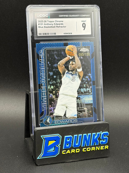 2025-26 Anthony Edwards Blue Basketball Refractor CGC 9 65/150