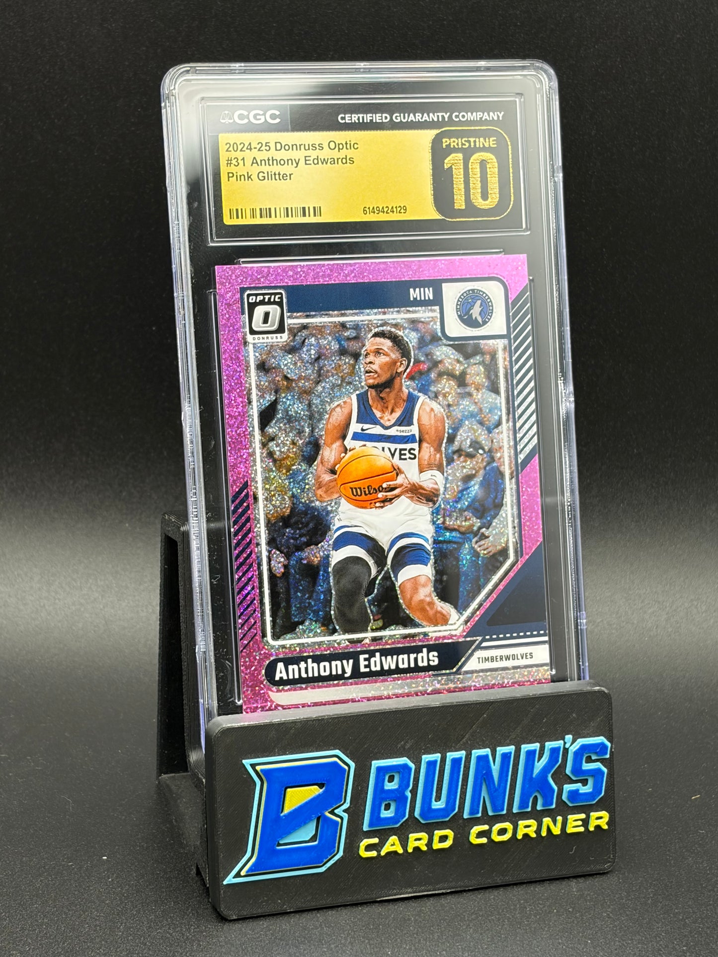 2024-25 Anthony Edwards Pink Glitter Donruss Optic CGC Pristine 10 14/275
