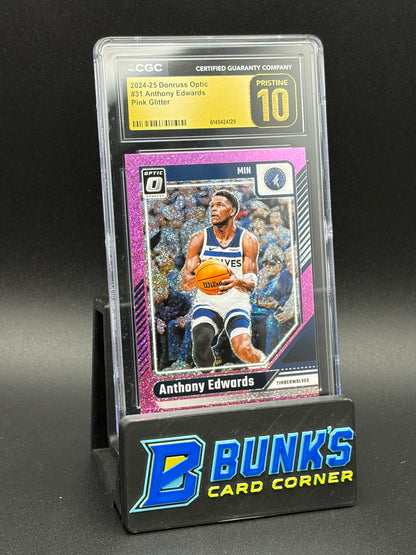 2024-25 Anthony Edwards Pink Glitter Donruss Optic CGC Pristine 10 14/275