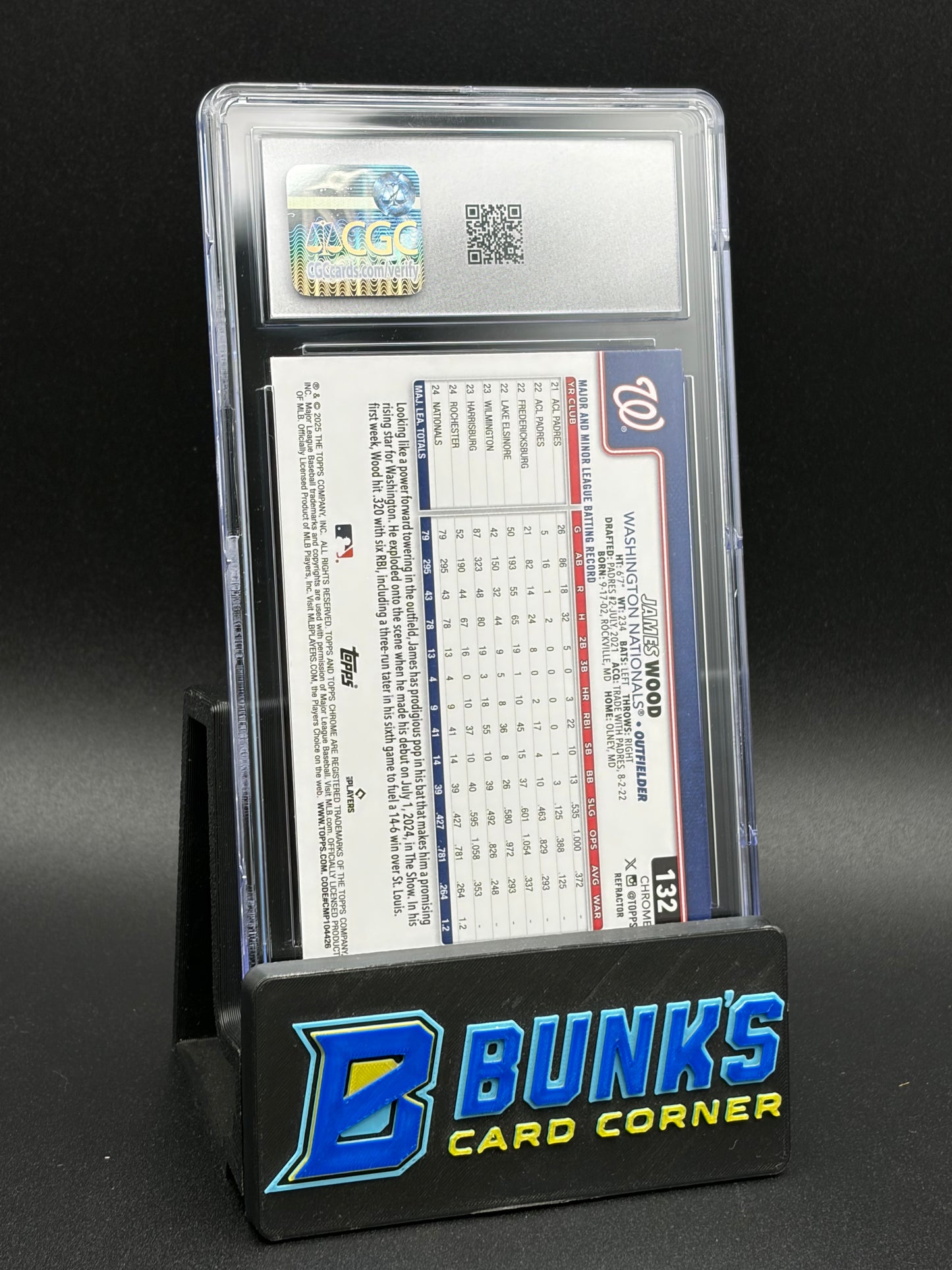 2025 James Wood Refractor Topps Chrome CGC 10 RC