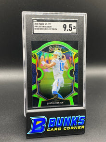2020 Justin Herbert Neon Green Die-Cut Prizm SGC 9.5