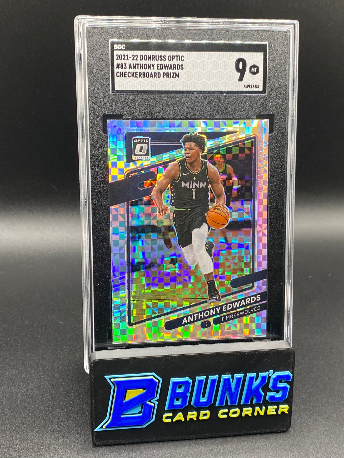 2021-22 Anthony Edwards Checkerboard Prizm SGC 9