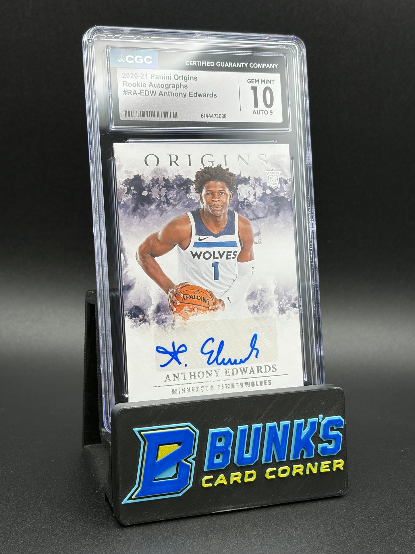 2020-21 Anthony Edwards Rookie Auto Origins CGC 10 Auto 9 RC