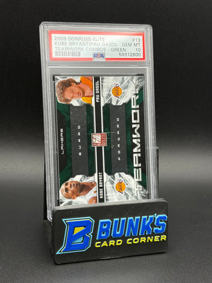 2009 Kobe Bryant & Pau Gasol Teamwork Combos Green Elite PSA 10