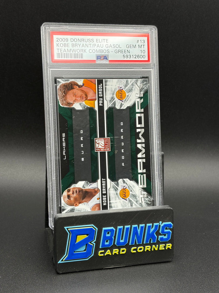 2009 Kobe Bryant & Pau Gasol Teamwork Combos Green Elite PSA 10