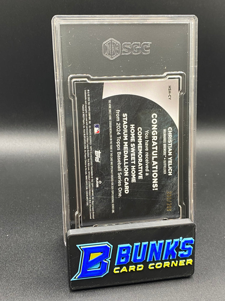 2024 Christian Yelich Home Sweet Home Stadium Medallion 293/299 SGC 9