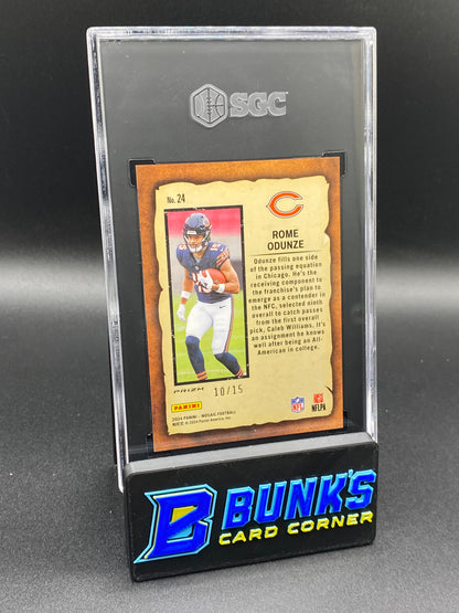 2024 Rome Odunze Notoriety Blue Fluorescent Prizm 10/15 SGC 9.5 (Box A19)