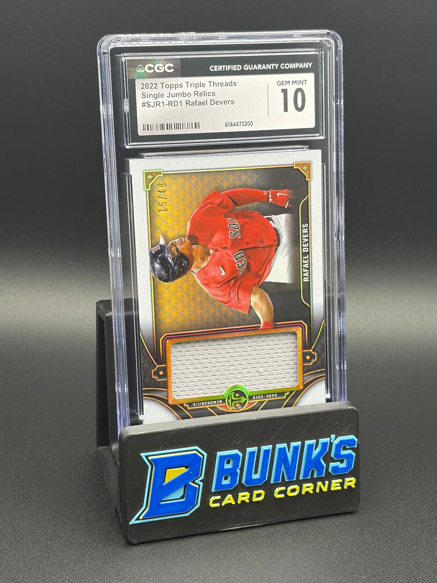 2022 Rafael Devers Single Jumbo Relics Topps Triple Thread CGC 10 15/48