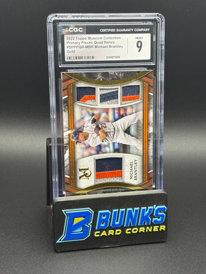 2022 Michael Brantley Gold Primary Pieces Quad Relics Topps Museum Collect CGC 9 15/25