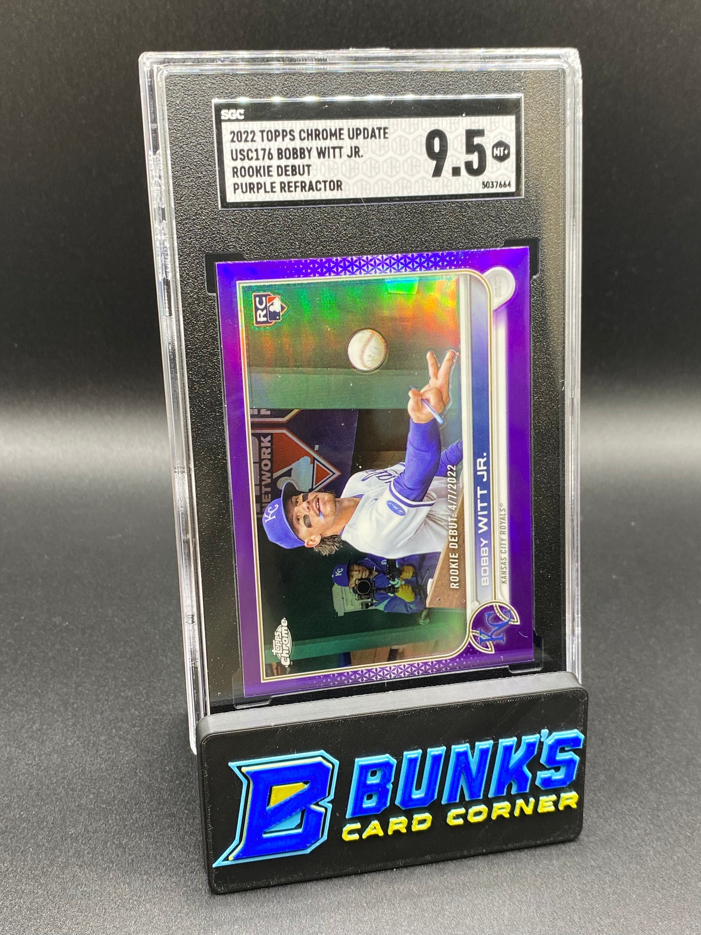 2022 Bobby Witt Jr. Rookie Debut Purple Ref. SGC 9.5 (Box B67)