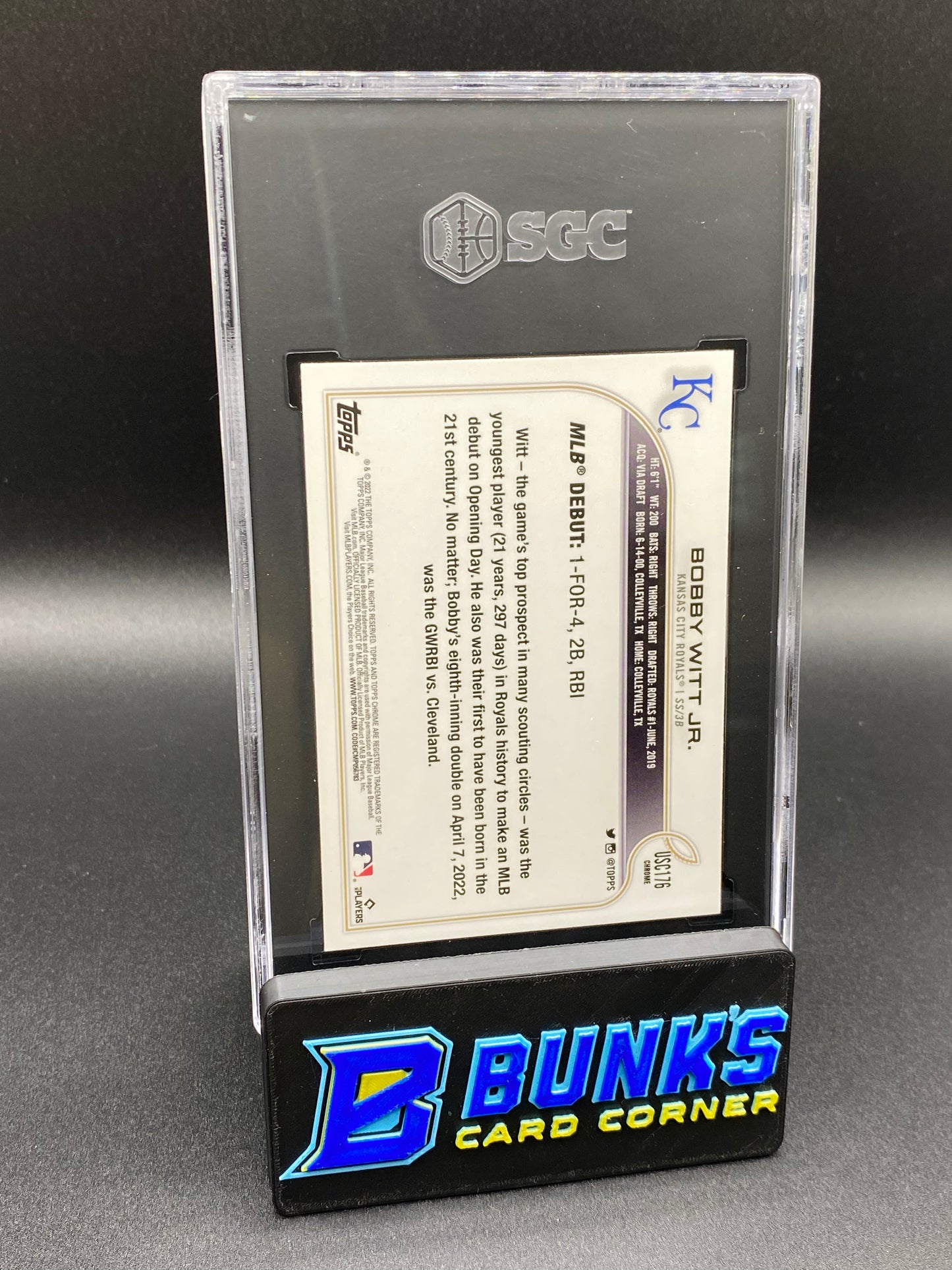 2022 Bobby Witt Jr. Rookie Debut Purple Ref. SGC 9.5 (Box B67)