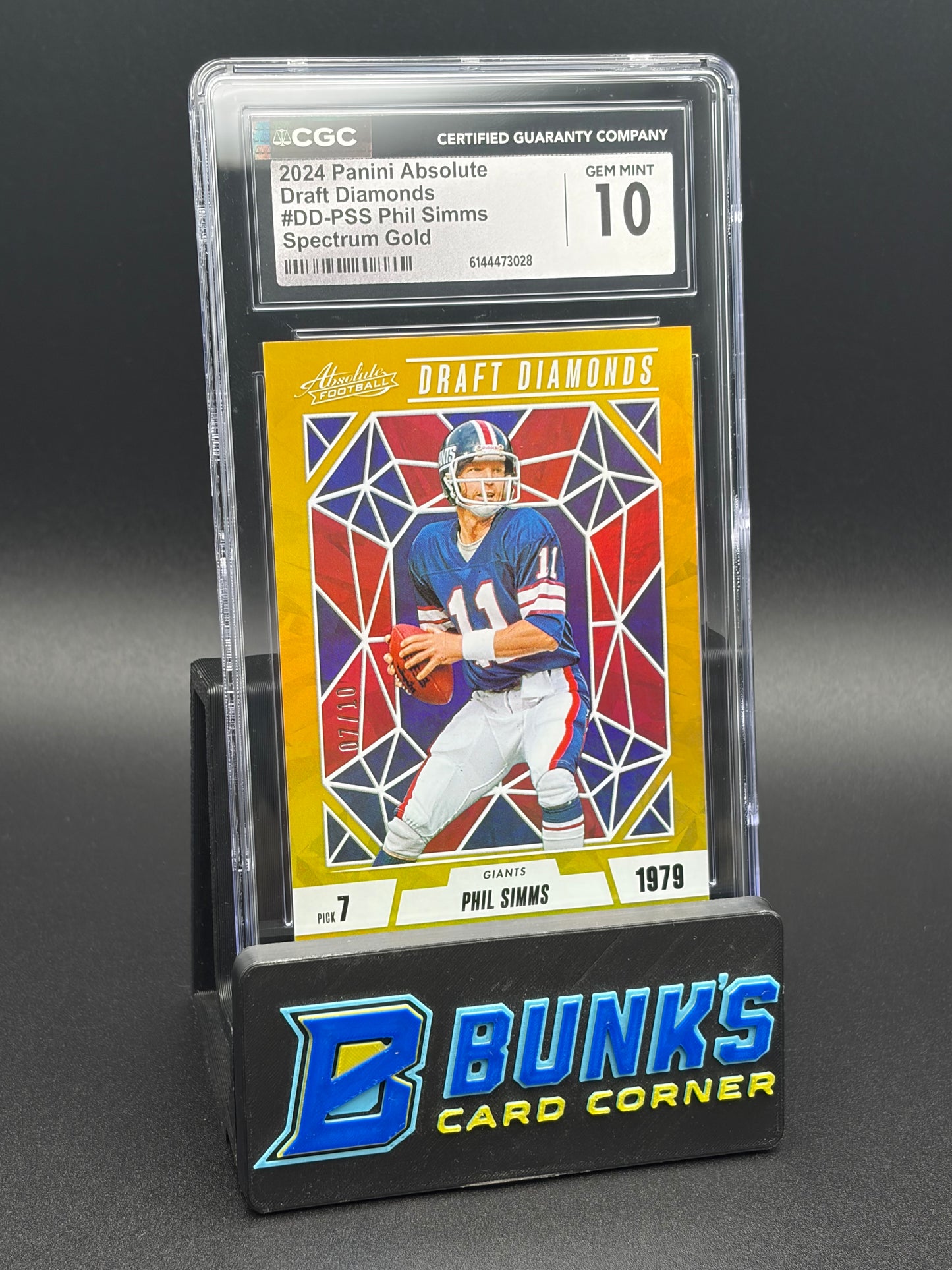 2024 Phil Simms Spectrum Gold Draft Diamonds Panini Absolute CGC 10 7/10
