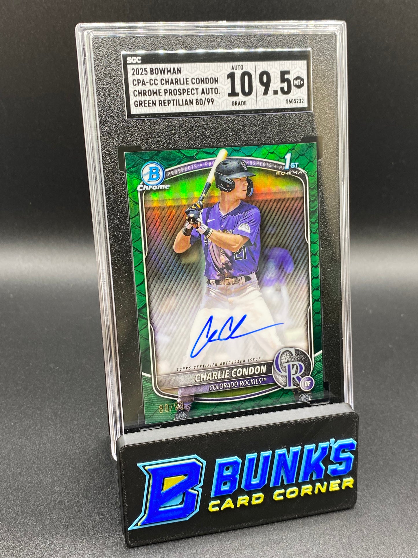2025 Charlie Condon Chrome Prospect Auto. SP RC 1st Bowman SGC 10/9.5