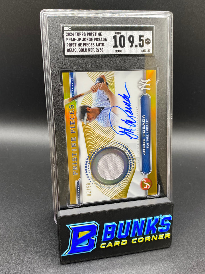 2024 Jorge Posada Auto. Relic, Gold Ref. 2/50 SGC 10/9.5 (Box B68)