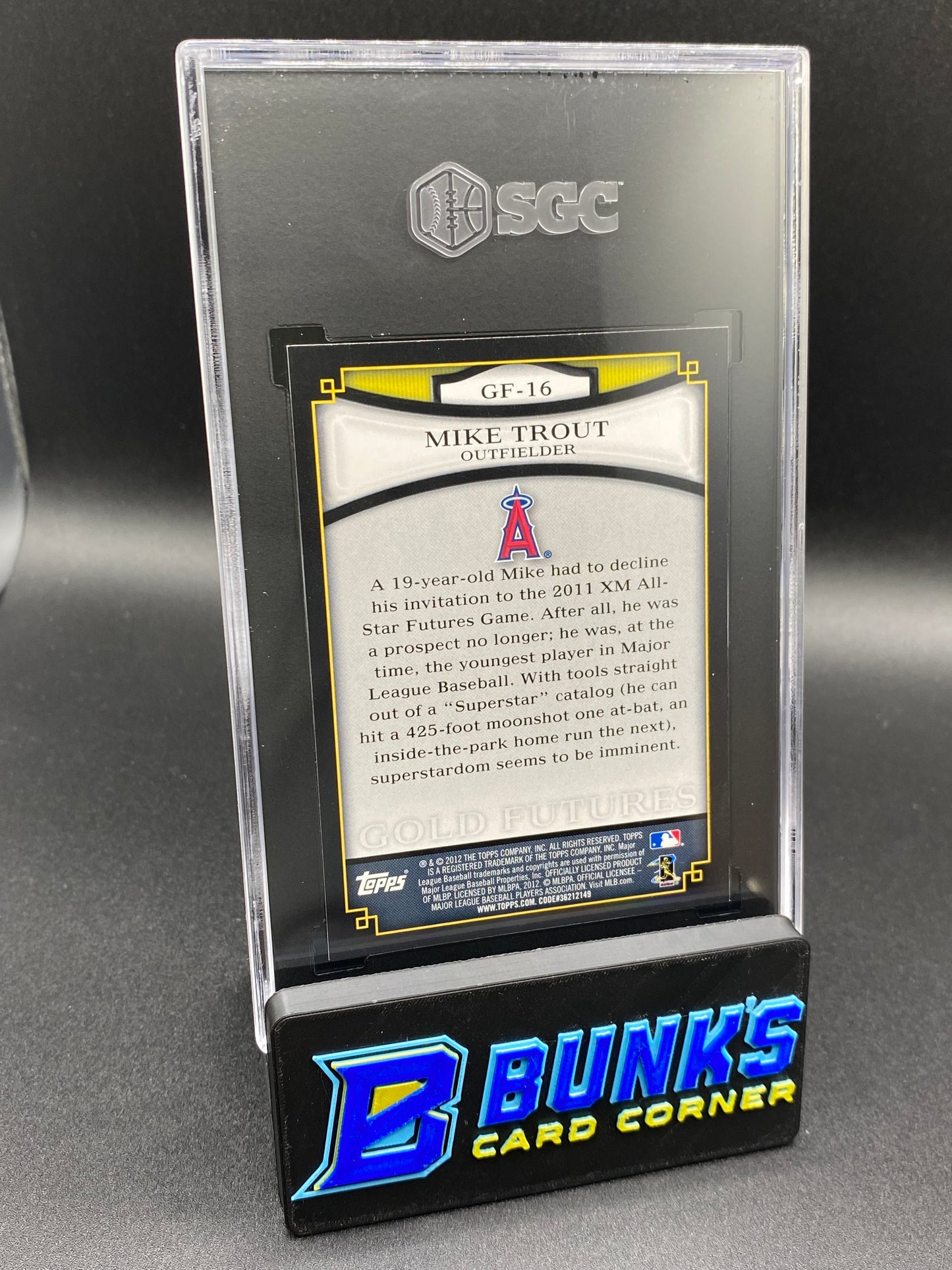 2012 Mike Trout Fold Futures SGC 9 (Box B68)