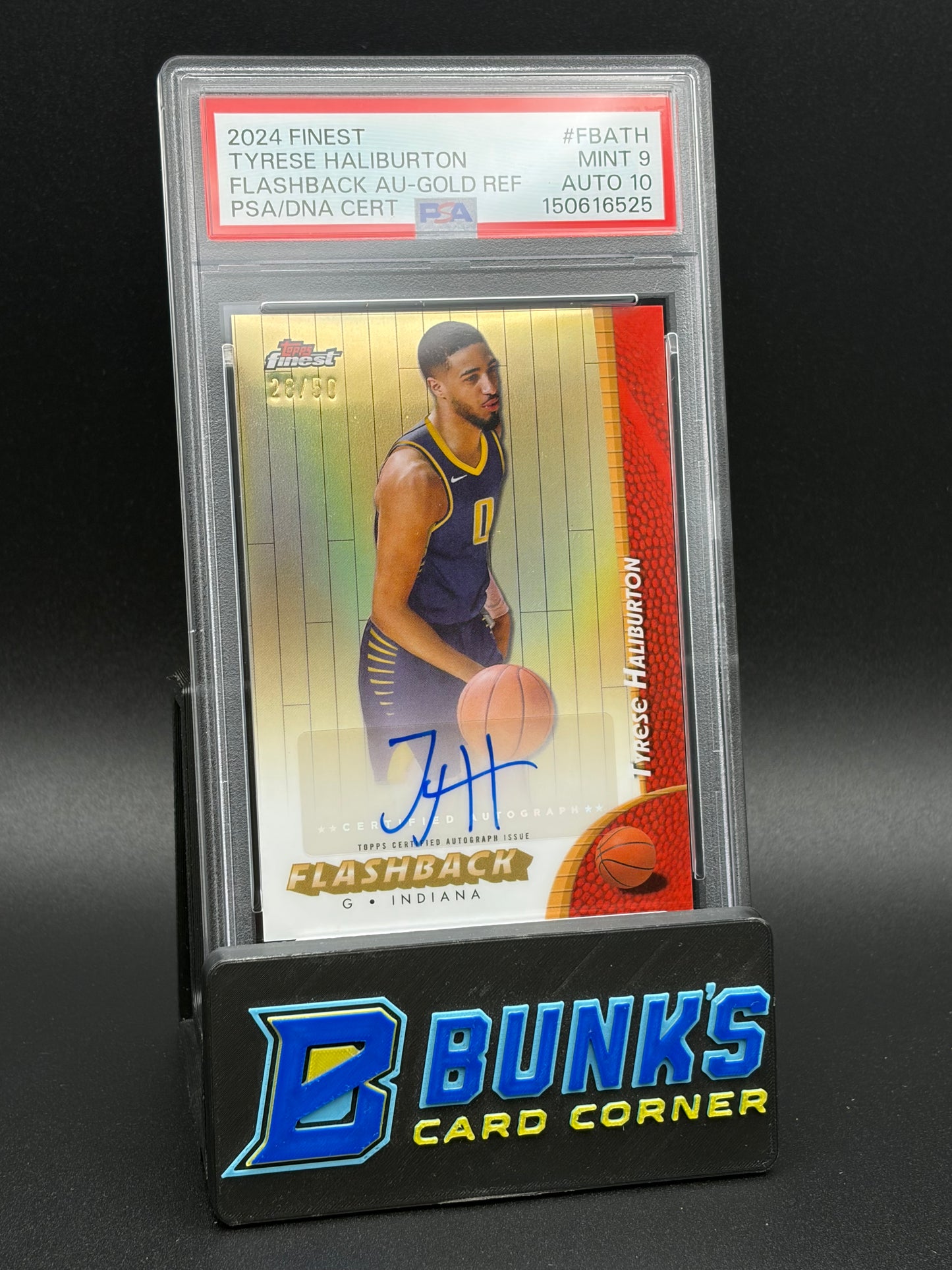 2024 Tyrese Haliburton Flashback AU Gold Refractor Finest PSA 9 Auto 10 28/50
