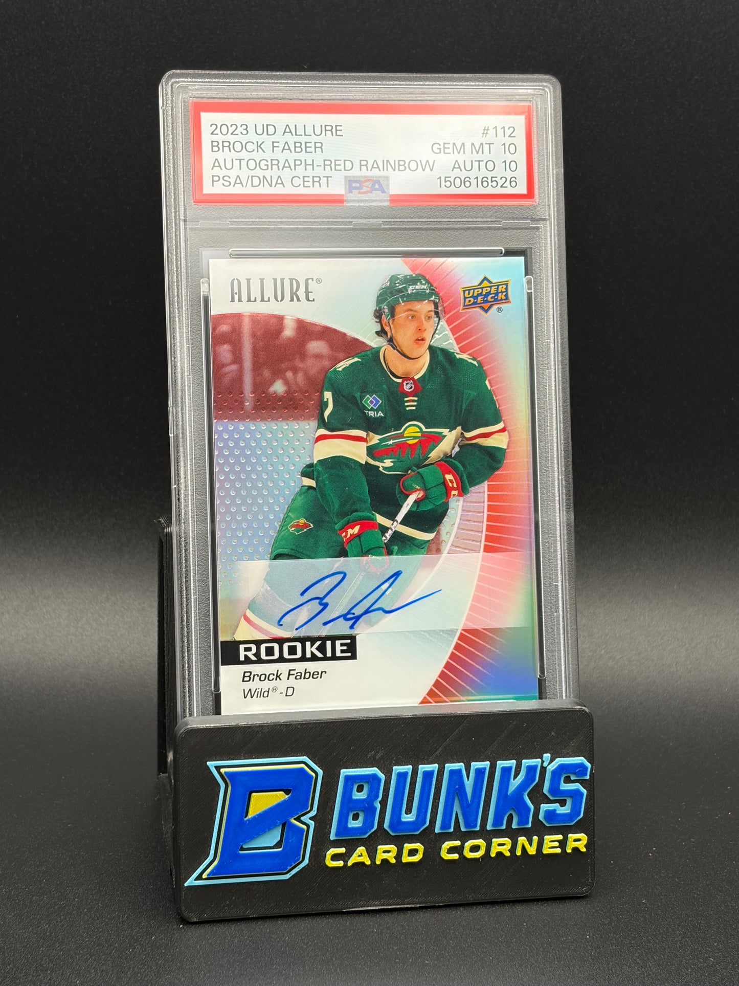 2023 Brock Faber Auto Red Rainbow PSA 10 Auto 10