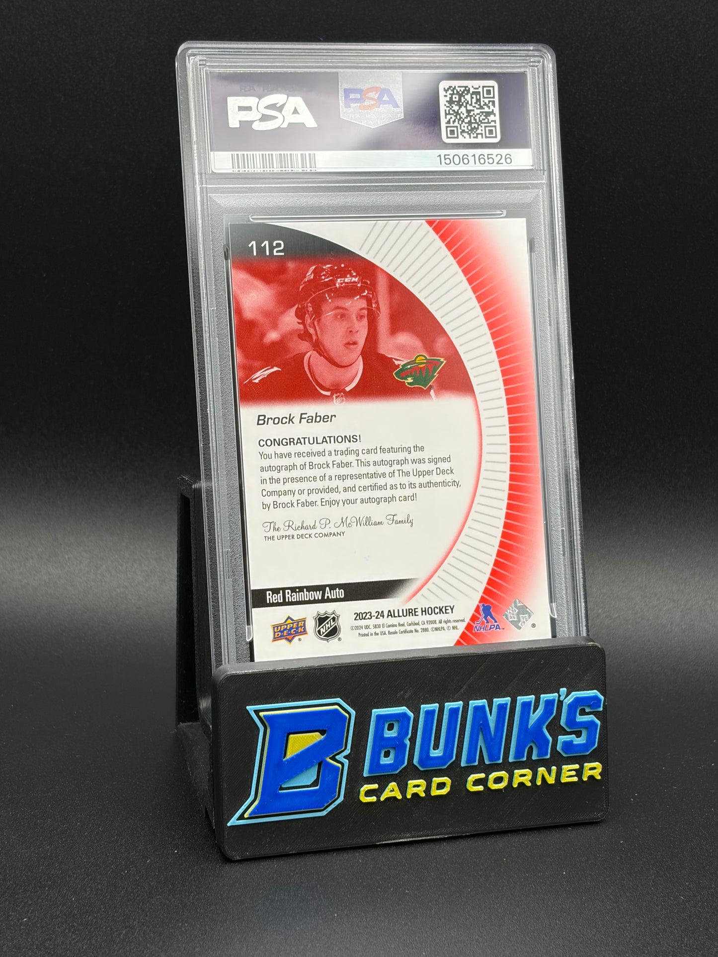 2023 Brock Faber Auto Red Rainbow PSA 10 Auto 10