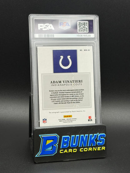 2022 Adam Vinatieri Milestone Marks AU Encased PSA 10 Auto 10 22/25