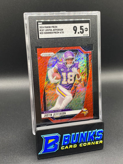2024 Justin Jefferson Red Shimmer Prizm SGC 9.5