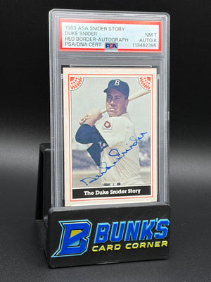 1983 Duke Snider Red Border Auto Snider Story PSA 7 Auto 8