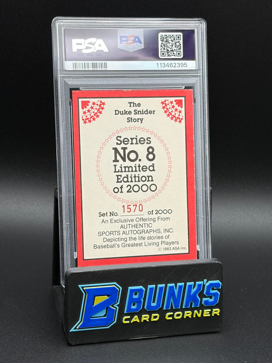 1983 Duke Snider Red Border Auto Snider Story PSA 7 Auto 8