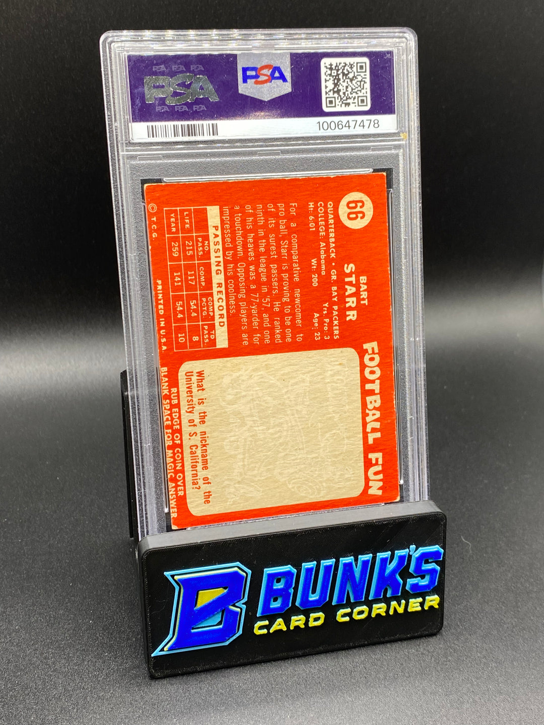 1958 Bart Starr PSA 3 (Box NY3)
