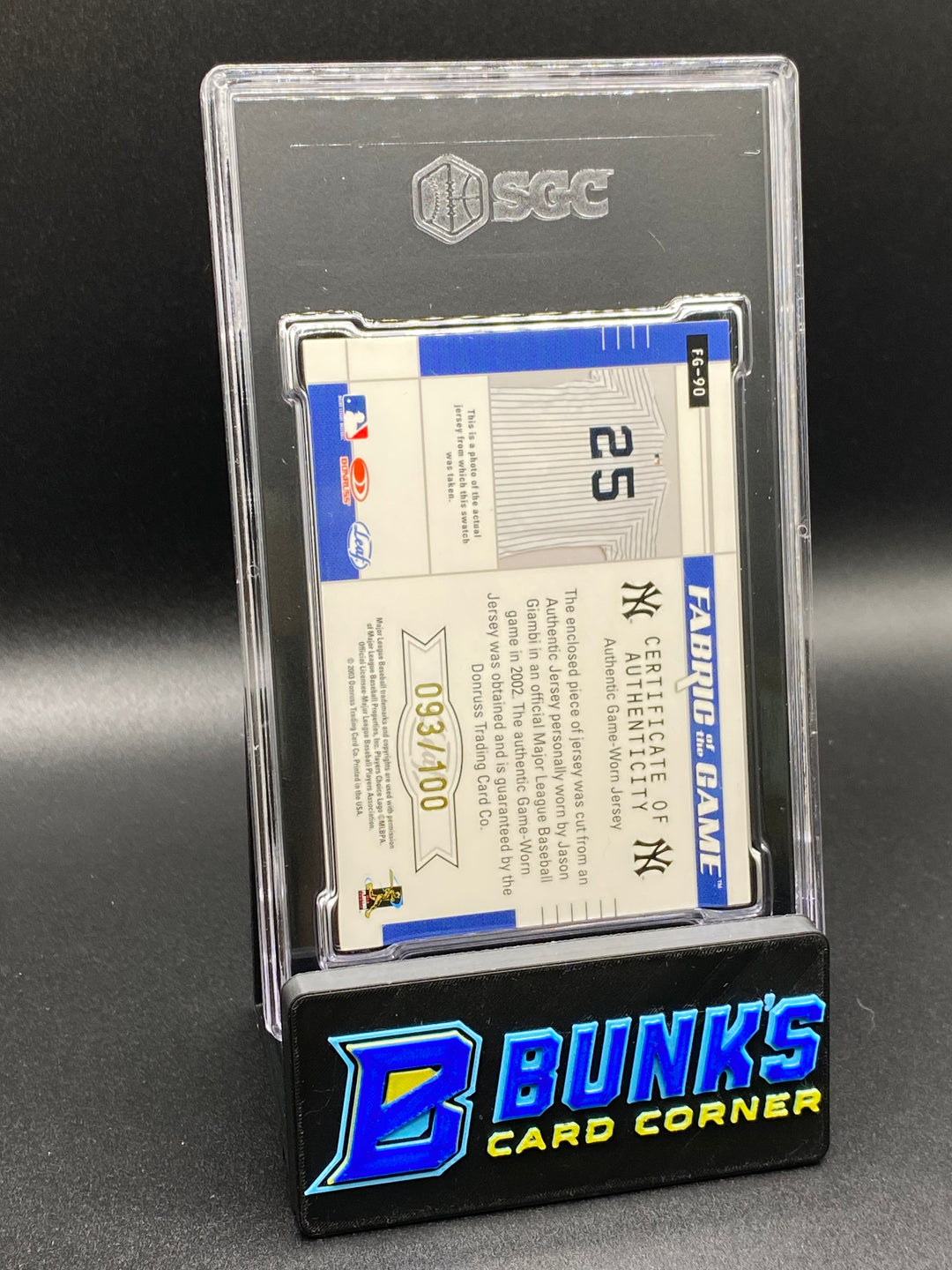 2003 Jason Giambi Fabric of The Game SGC 9