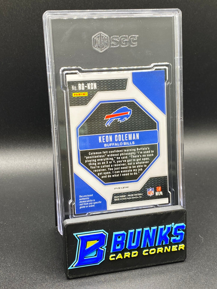 2024 Keon Coleman Rookie Gear Neon Green Pulsar Prizm SGC 10