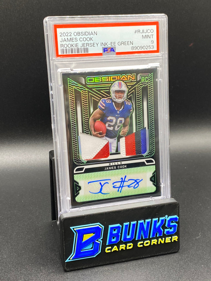 2022 James Cook Rookie Jersey Green Auto. PSA 9