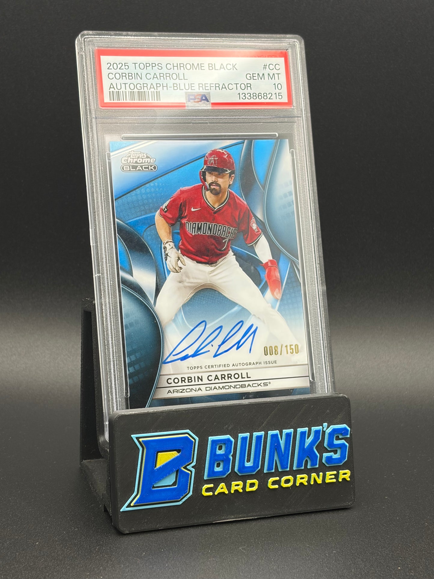 2025 Corbin Carroll Auto Blue Refractor Chrome Black PSA 10 8/150