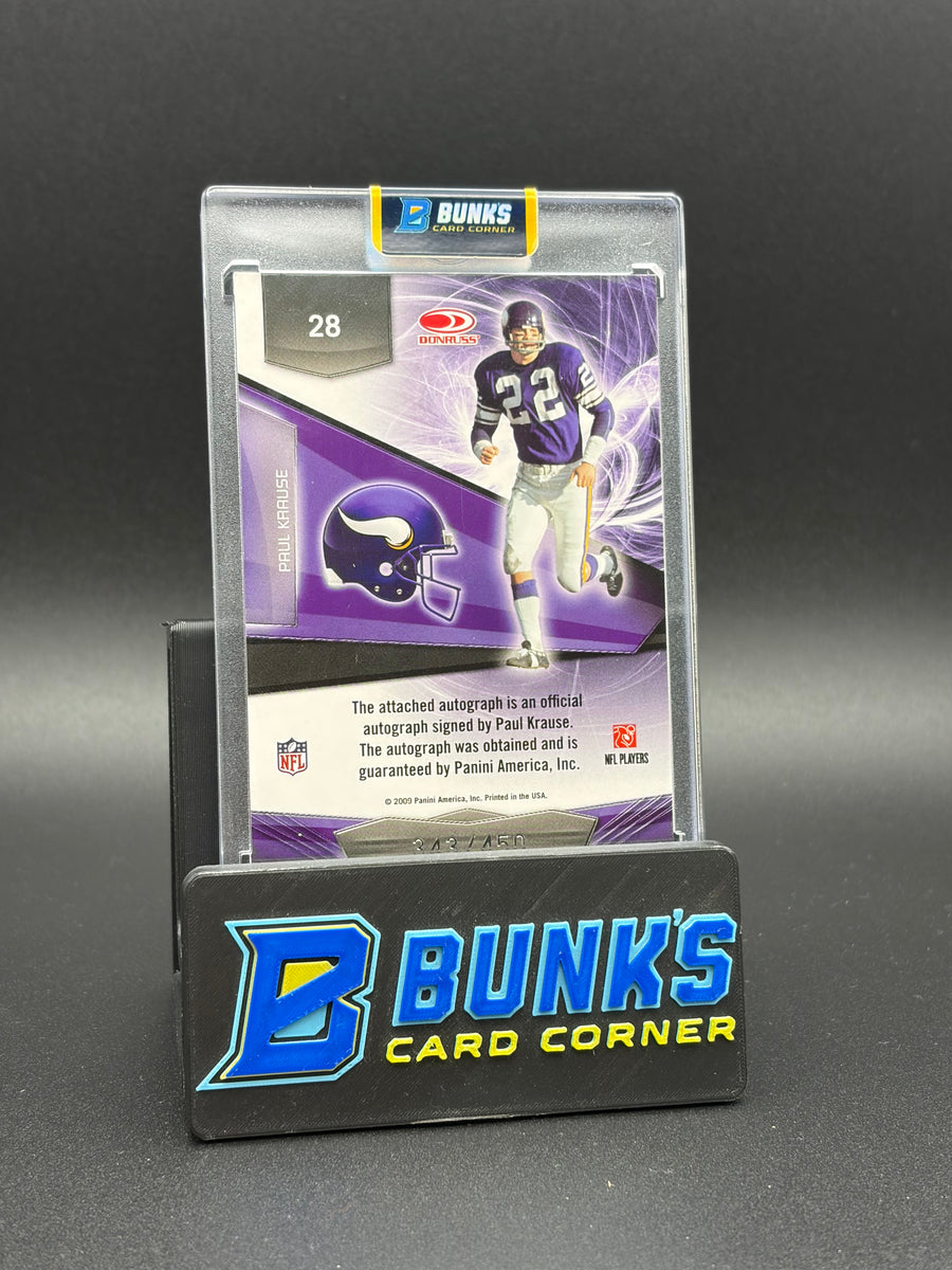 2009 Paul Krause Donruss Gridiron Gear Auto 343/450