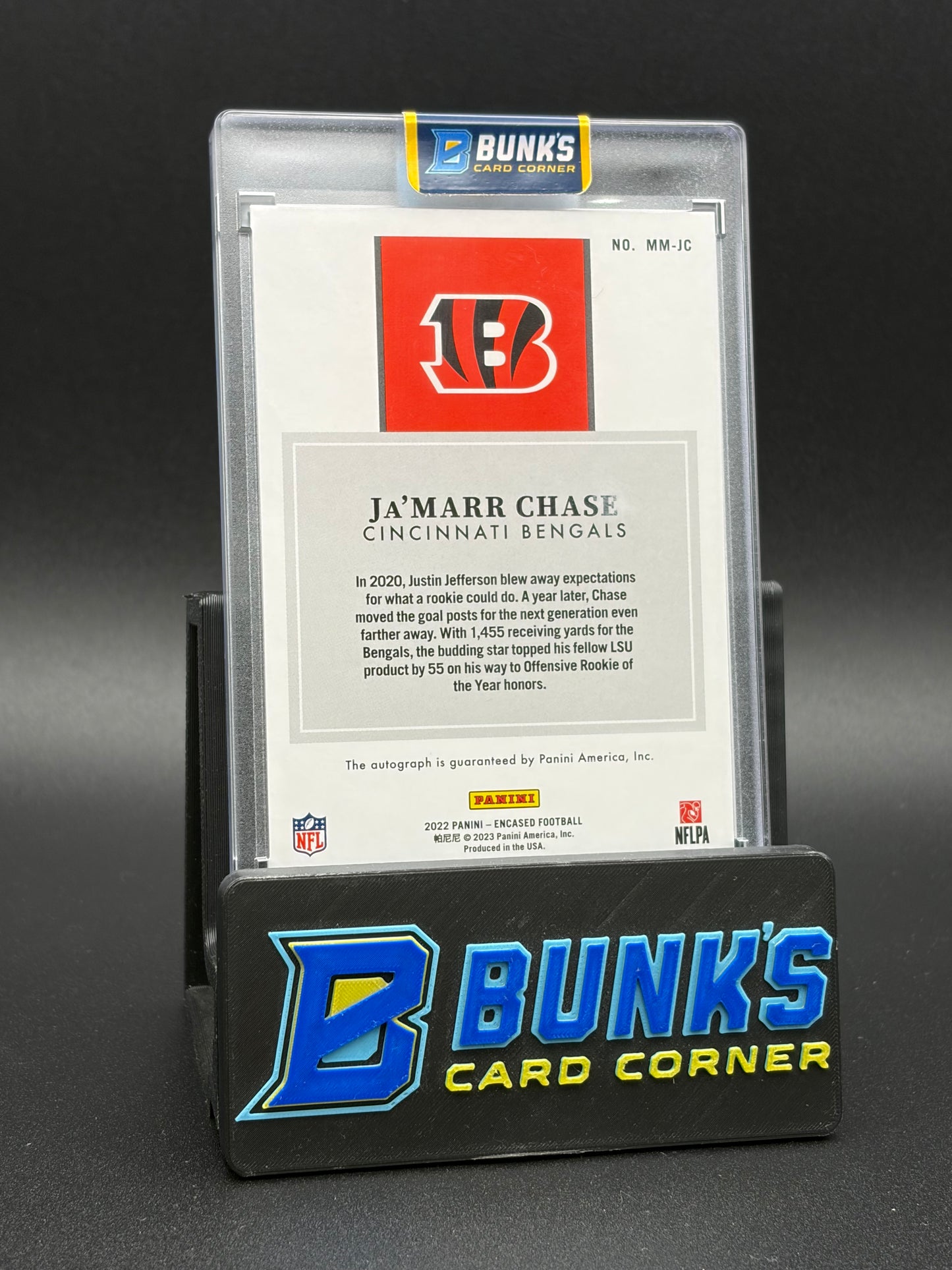 2022 Ja'Marr Chase Encased Panini Auto Rookie Receiving Record 10/50