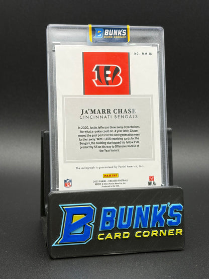 2022 Ja'Marr Chase Encased Panini Auto Rookie Receiving Record 10/50