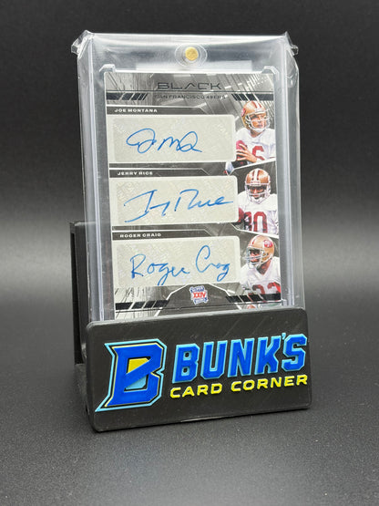 2021 Joe Montana & Jerry Rice & Roger Craig Super Bowl XXIV Black Auto