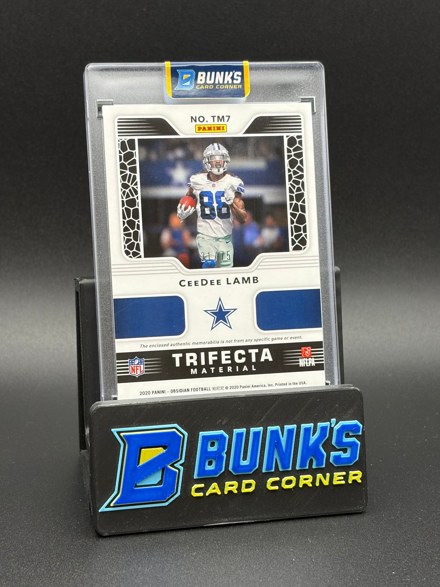 2020 CeeDee Lamb Obsidian Trifecta Material 31/75 RC