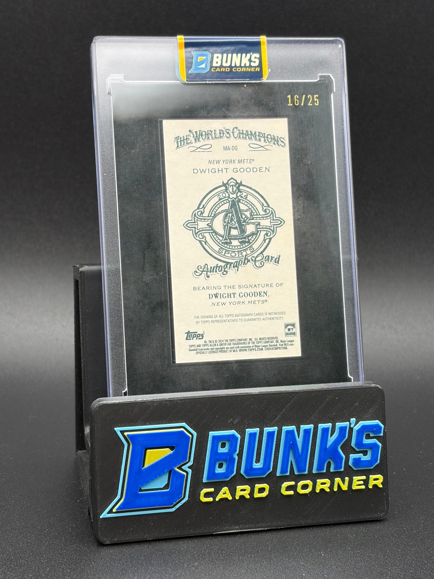 2024 Dwight Gooden Topps Allen + Ginter Black Frame Mini Auto 16/25
