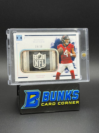 2020 Deshaun Watson Impeccable Silver Bar 19/20