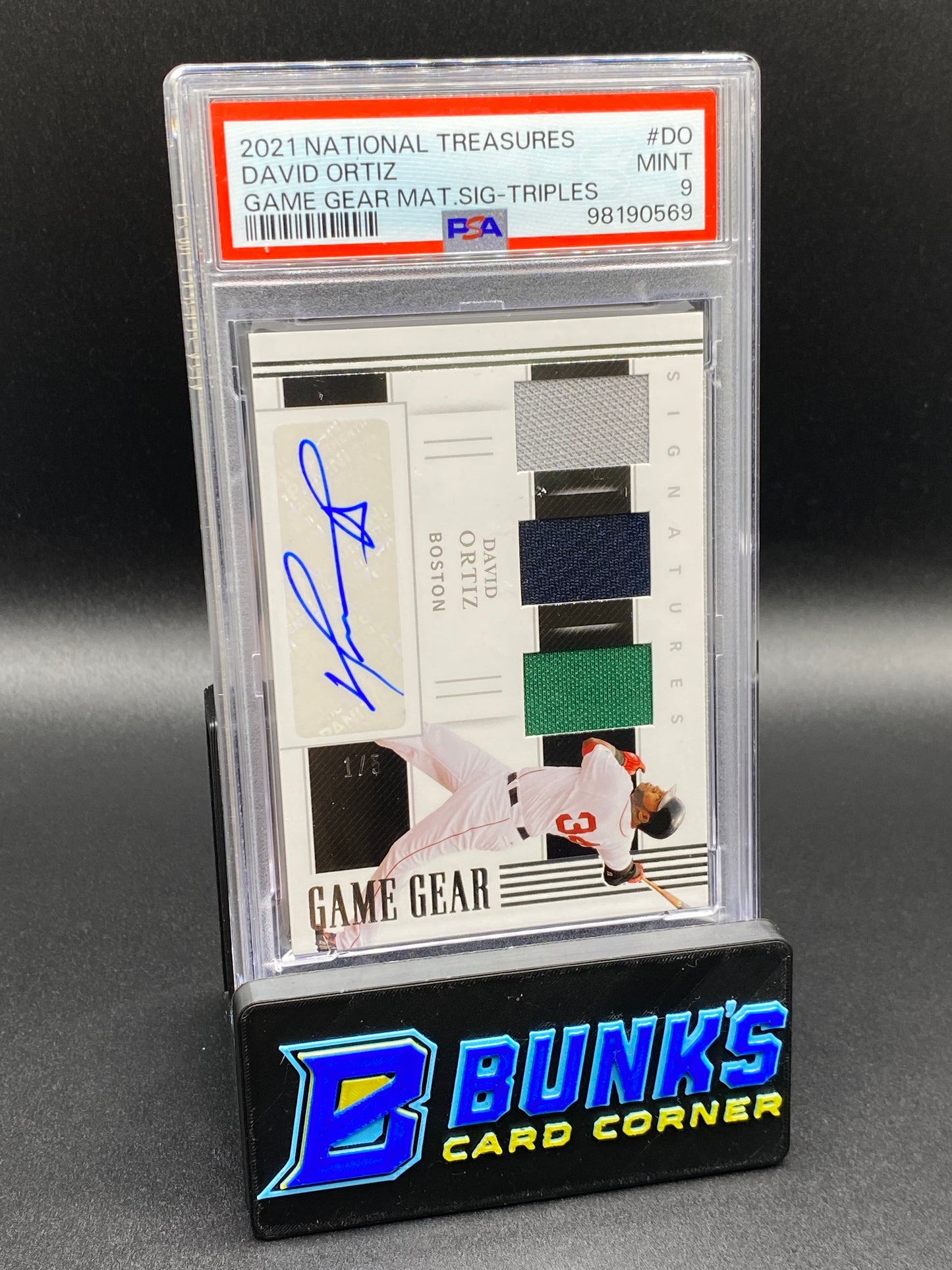 2021 David Ortiz Game Gear Mat. Sig. PSA 9