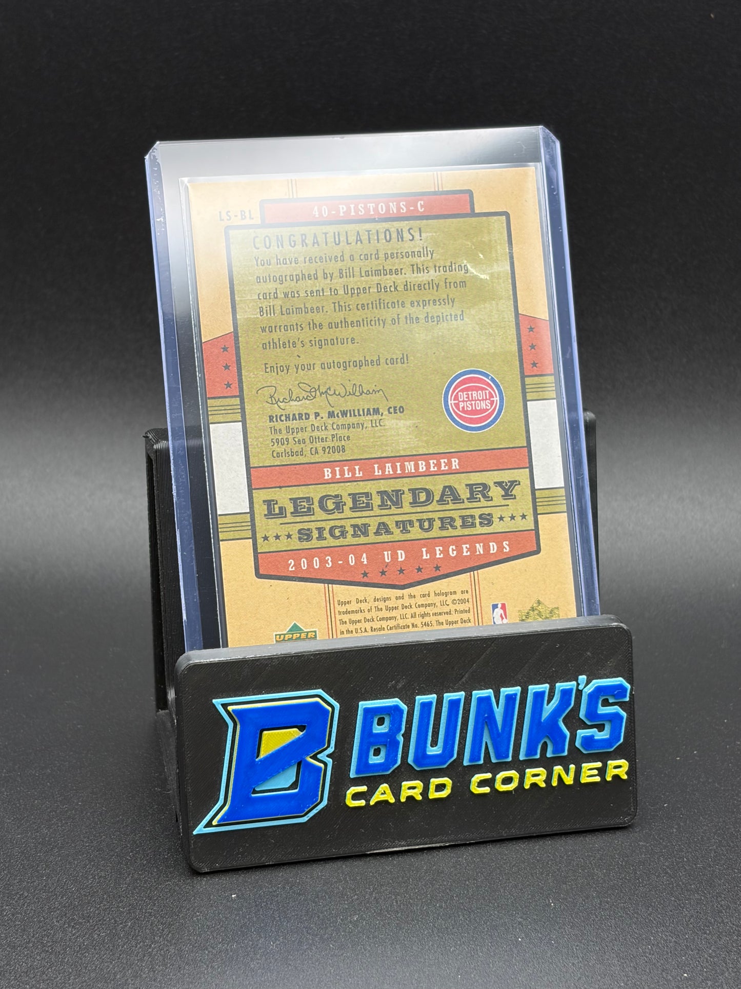 2004 Bill Laimbeer Legendary Signatures Upper Deck Auto